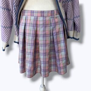 Sweet Society Pastel Plaid Pleated Skirt M Y2K Schoolgirl Soft Kawaii FLAW